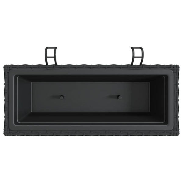 Pflanzkasten mit Haken Schwarz Poly Rattan 2er Set