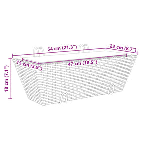 Pflanzkasten mit Haken Schwarz Poly Rattan 2er Set