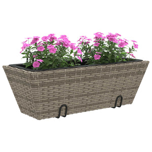 Pflanzkasten mit Haken Grau Poly Rattan 2er-Set