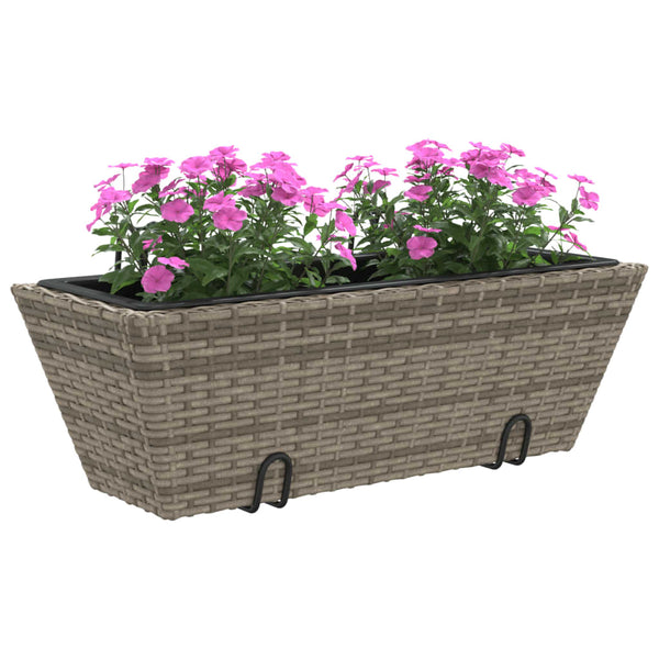 Pflanzkasten mit Haken Grau Poly Rattan 2er-Set