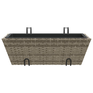 Pflanzkasten mit Haken Grau Poly Rattan 2er-Set