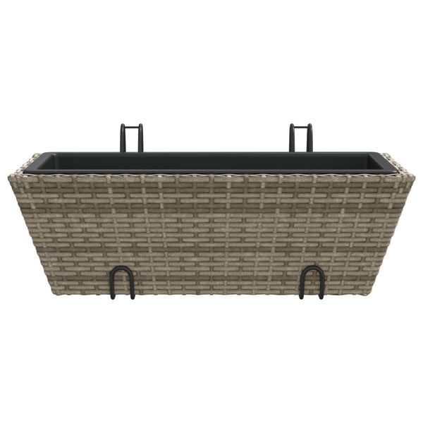 Pflanzkasten mit Haken Grau Poly Rattan 2er-Set