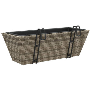 Pflanzkasten mit Haken Grau Poly Rattan 2er-Set