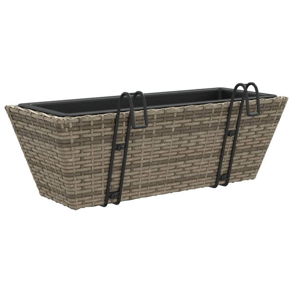 Pflanzkasten mit Haken Grau Poly Rattan 2er-Set