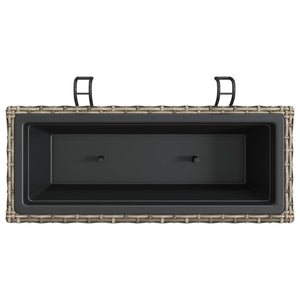 Pflanzkasten mit Haken Grau Poly Rattan 2er-Set
