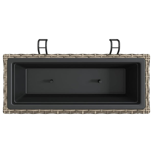 Pflanzkasten mit Haken Grau Poly Rattan 2er-Set