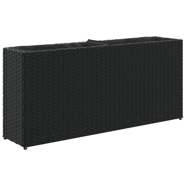 Hochbeet mit 2 Fächern, Poly Rattan, 90x20x40 cm, Schwarz