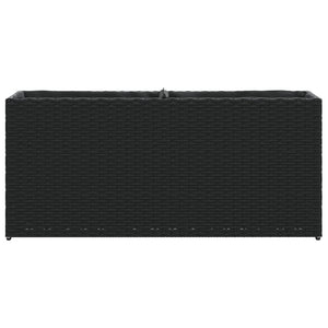 Hochbeet mit 2 Fächern, Poly Rattan, 90x20x40 cm, Schwarz