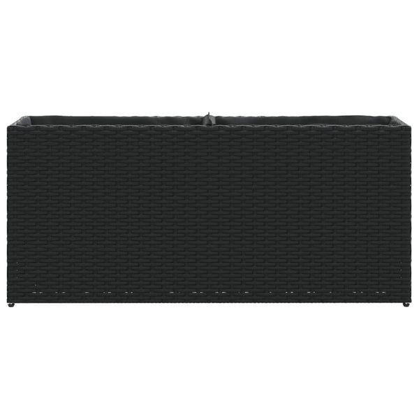 Hochbeet mit 2 Fächern, Poly Rattan, 90x20x40 cm, Schwarz