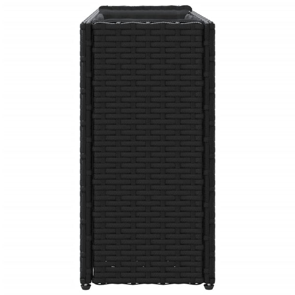 Hochbeet mit 2 Fächern, Poly Rattan, 90x20x40 cm, Schwarz