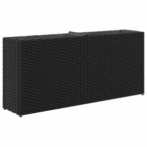 Hochbeet mit 2 Fächern, Poly Rattan, 90x20x40 cm, Schwarz