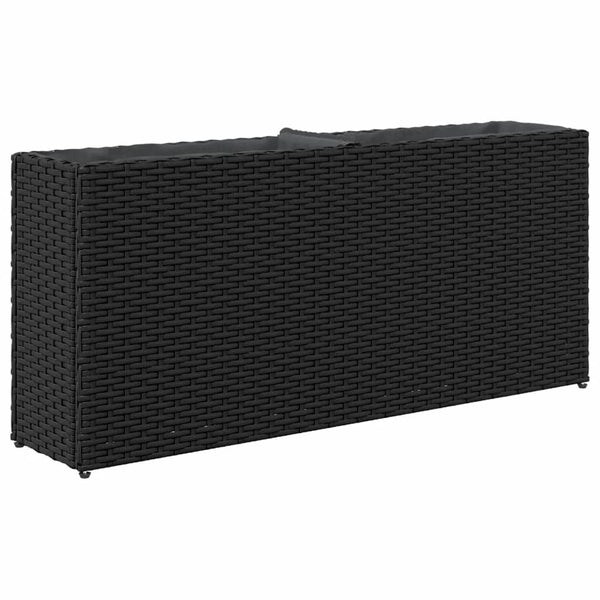 Hochbeet mit 2 Fächern, Poly Rattan, 90x20x40 cm, Schwarz