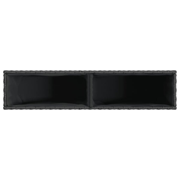 Hochbeet mit 2 Fächern, Poly Rattan, 90x20x40 cm, Schwarz