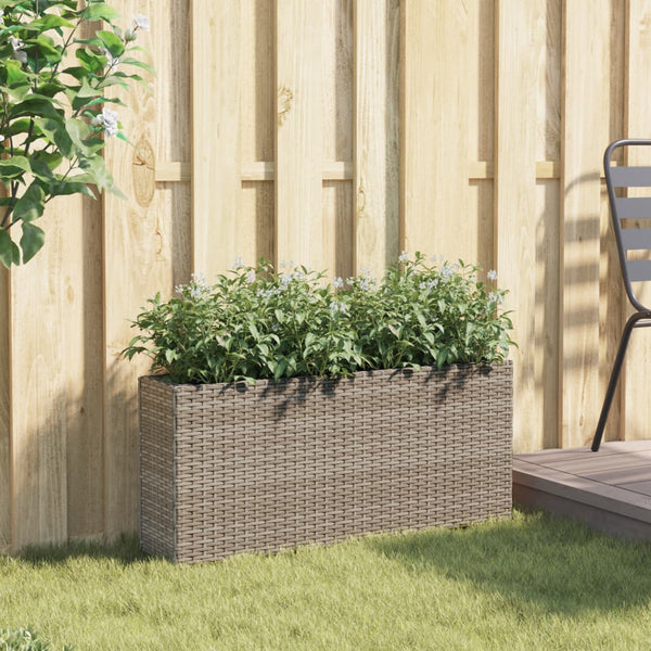 Hochbeet Grau 90x20x40 cm Poly Rattan