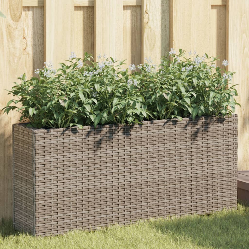 Hochbeet Grau 90x20x40 cm Poly Rattan
