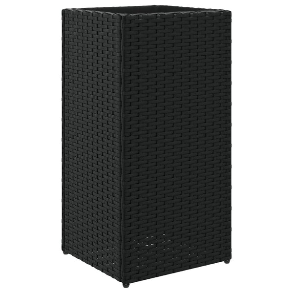 Schwarzer Pflanzkübel Poly Rattan 30x30x60cm
