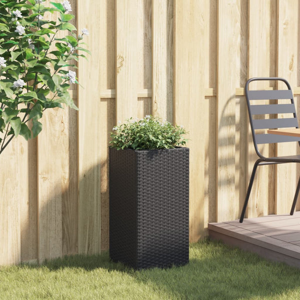 Schwarzer Pflanzkübel Poly Rattan 30x30x60cm