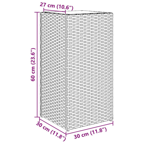 Schwarzer Pflanzkübel Poly Rattan 30x30x60cm