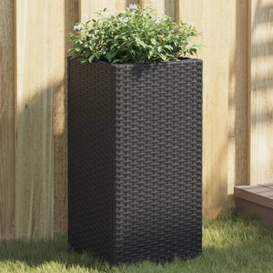 Schwarzer Pflanzkübel Poly Rattan 30x30x60cm