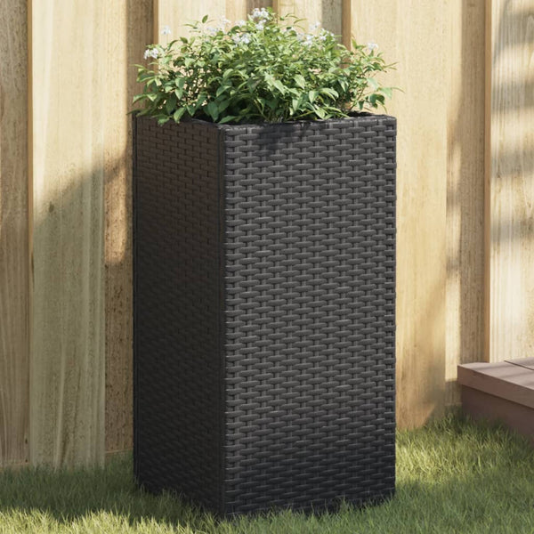 Schwarzer Pflanzkübel Poly Rattan 30x30x60cm