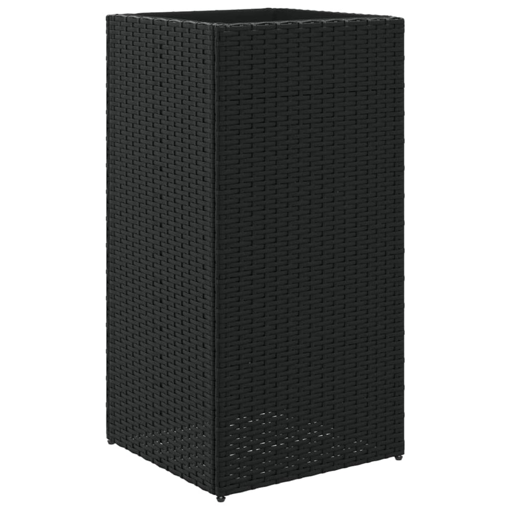 Schwarzer Pflanzkübel Poly Rattan 40x40x80 cm