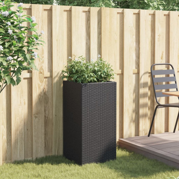 Schwarzer Pflanzkübel Poly Rattan 40x40x80 cm