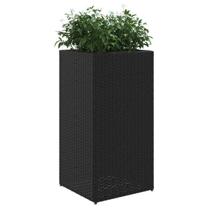 Schwarzer Pflanzkübel Poly Rattan 40x40x80 cm