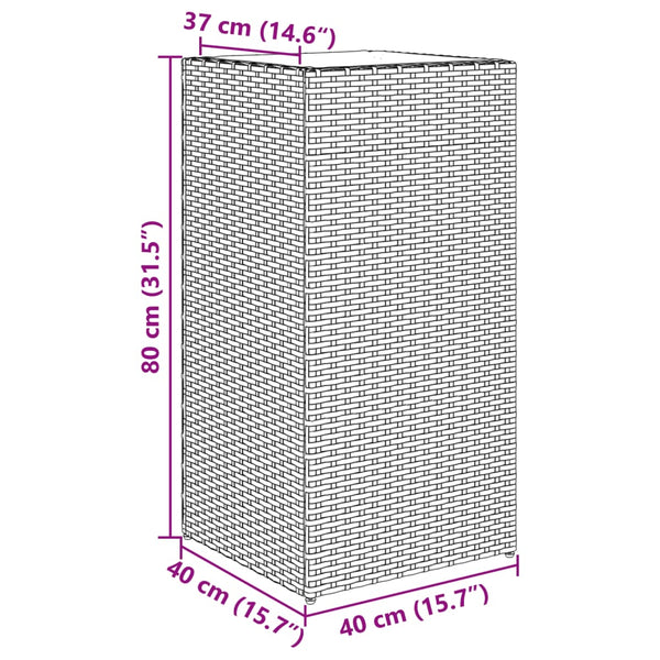 Schwarzer Pflanzkübel Poly Rattan 40x40x80 cm