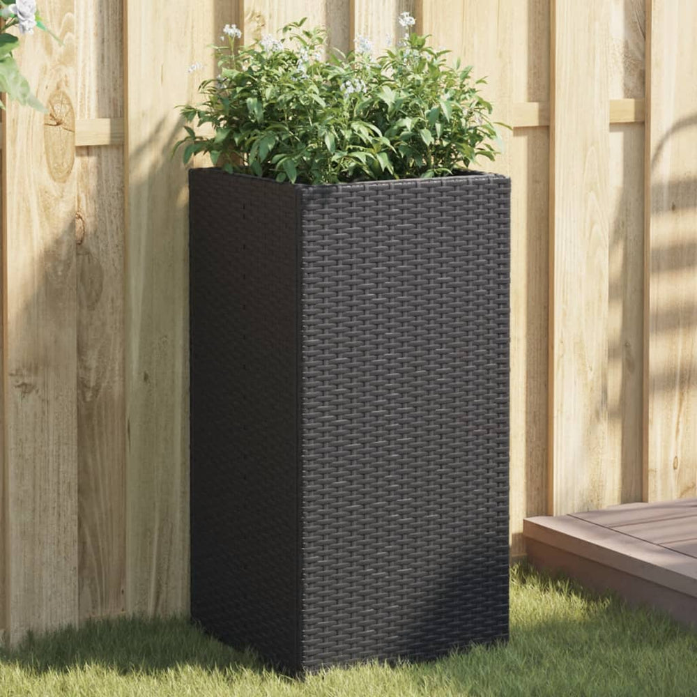 Schwarzer Pflanzkübel Poly Rattan 40x40x80 cm