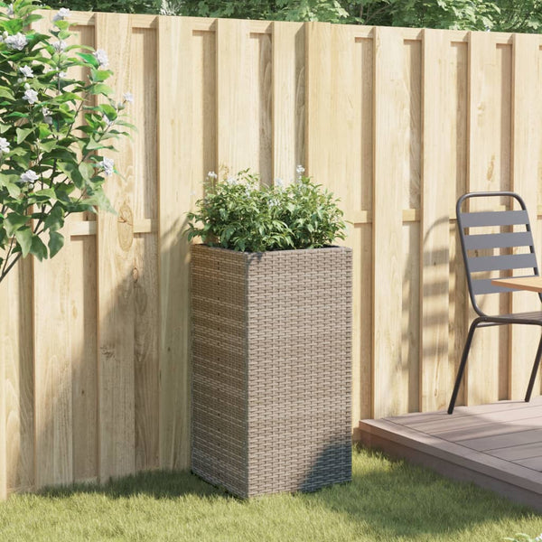 Grauer Pflanzkübel Poly Rattan 40x40x80cm
