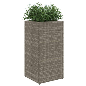 Grauer Pflanzkübel Poly Rattan 40x40x80cm