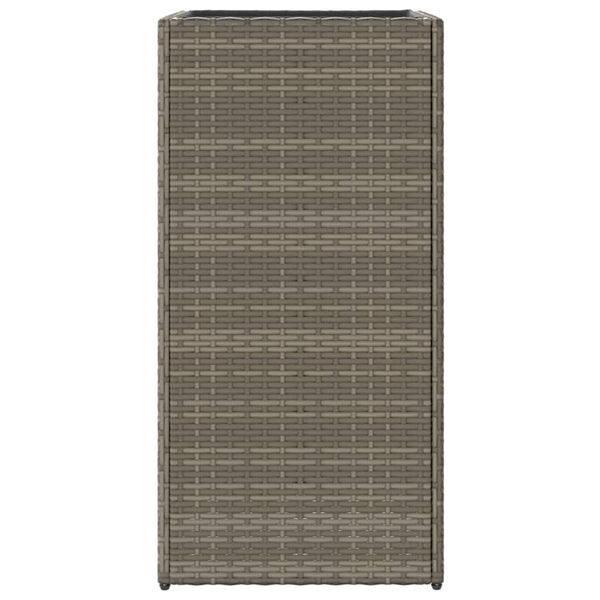 Grauer Pflanzkübel Poly Rattan 40x40x80cm