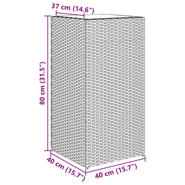 Grauer Pflanzkübel Poly Rattan 40x40x80cm