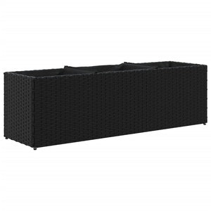 Hochbeet mit 3 Fächern, Poly Rattan, Schwarz