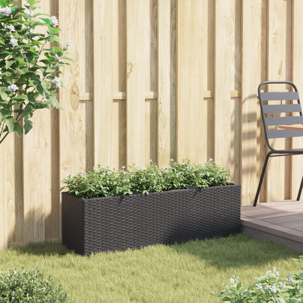 Hochbeet mit 3 Fächern, Poly Rattan, Schwarz