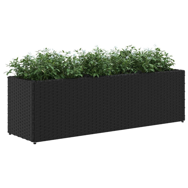 Hochbeet mit 3 Fächern, Poly Rattan, Schwarz