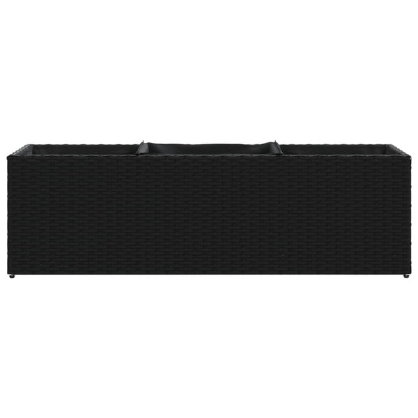 Hochbeet mit 3 Fächern, Poly Rattan, Schwarz