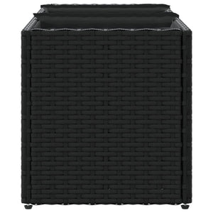 Hochbeet mit 3 Fächern, Poly Rattan, Schwarz