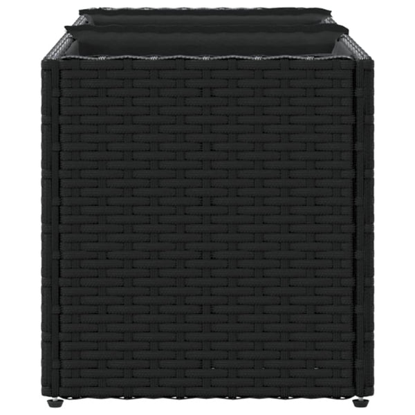 Hochbeet mit 3 Fächern, Poly Rattan, Schwarz