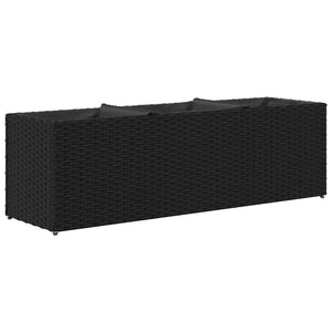 Hochbeet mit 3 Fächern, Poly Rattan, Schwarz