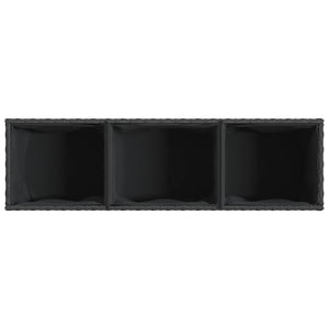 Hochbeet mit 3 Fächern, Poly Rattan, Schwarz