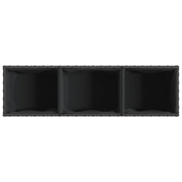 Hochbeet mit 3 Fächern, Poly Rattan, Schwarz