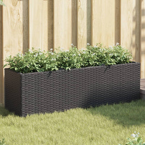 Hochbeet mit 3 Fächern, Poly Rattan, Schwarz
