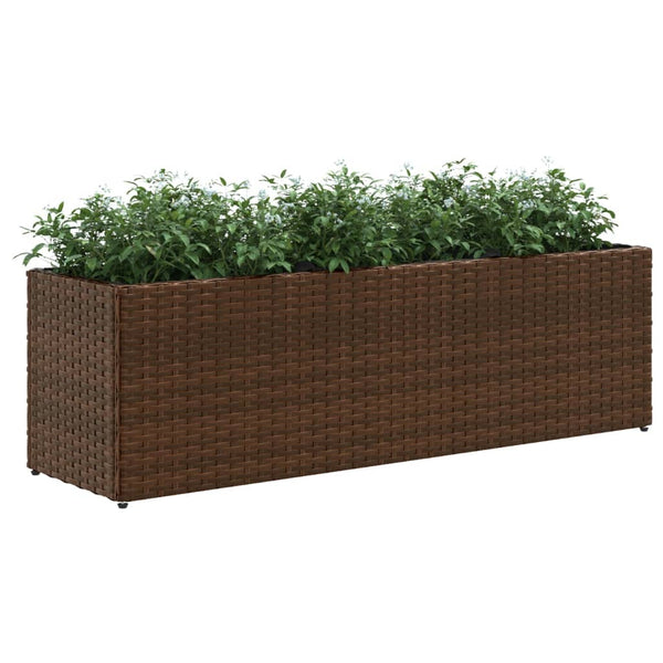 Hochbeet mit 3 Fächern Braun Poly Rattan