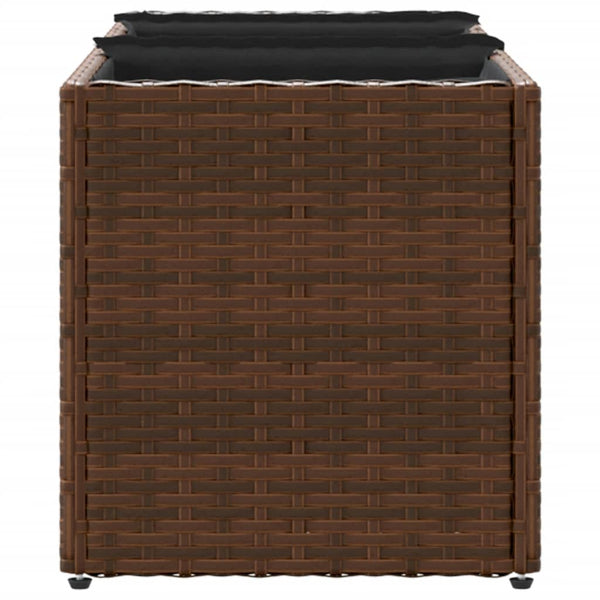Hochbeet mit 3 Fächern Braun Poly Rattan