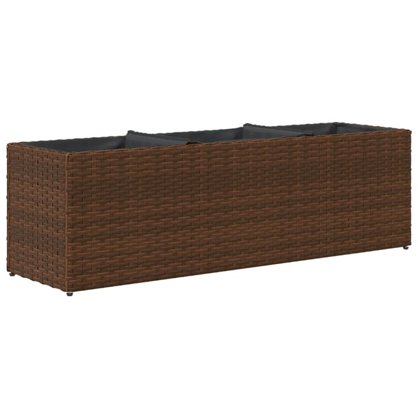 Hochbeet mit 3 Fächern Braun Poly Rattan