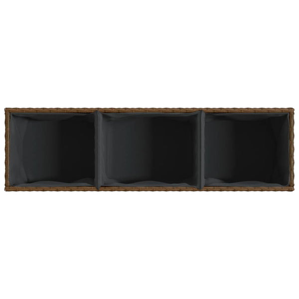 Hochbeet mit 3 Fächern Braun Poly Rattan