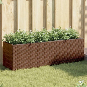 Hochbeet mit 3 Fächern Braun Poly Rattan