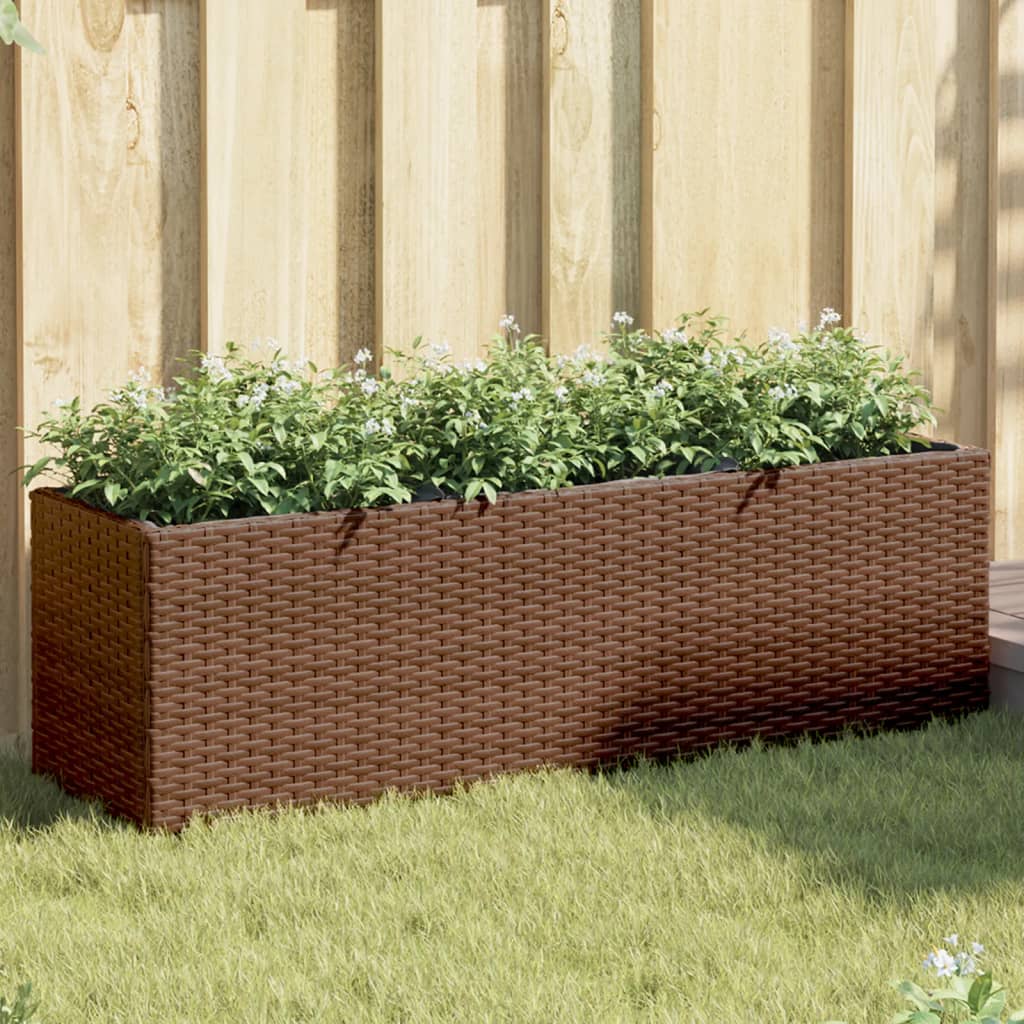 Hochbeet mit 3 Fächern Braun Poly Rattan