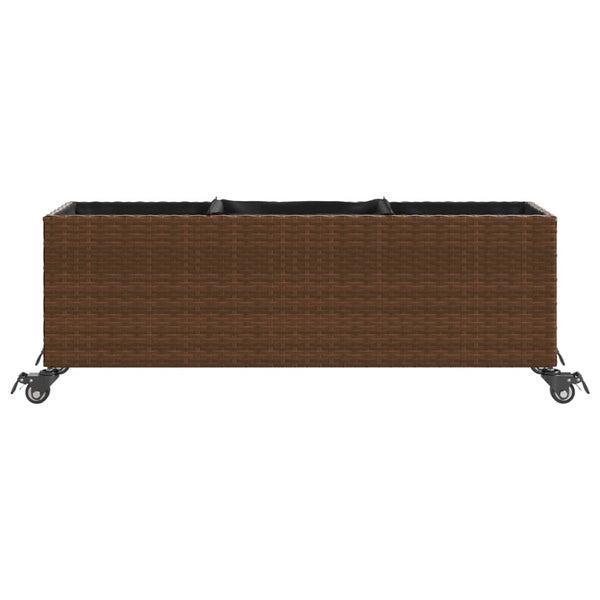 Pflanzkübel mit Rollen Braun Poly-Rattan